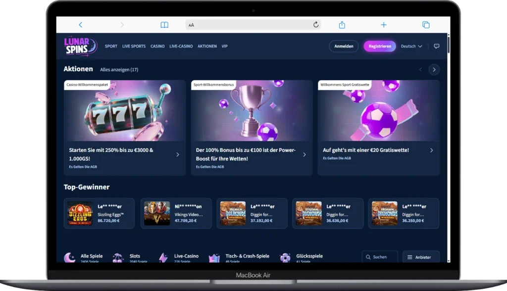 Lunar Spins Casino App für PC