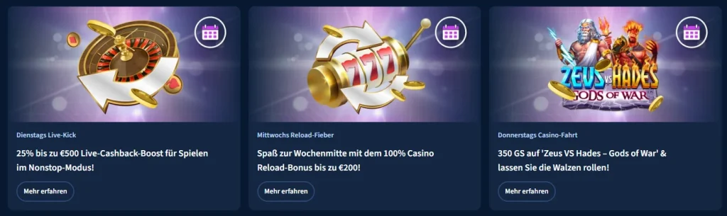 Lunarspins Drei Reload-Boni